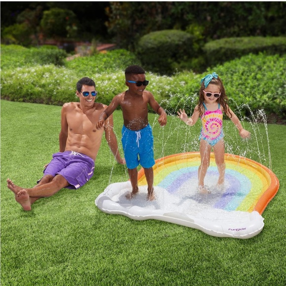 Funsicle5ftRainbow🌈FunSpray Kids👦🏻👧🏻Splash Mat w Sprayers 4 AboveGroundPool - Picture 4 of 9